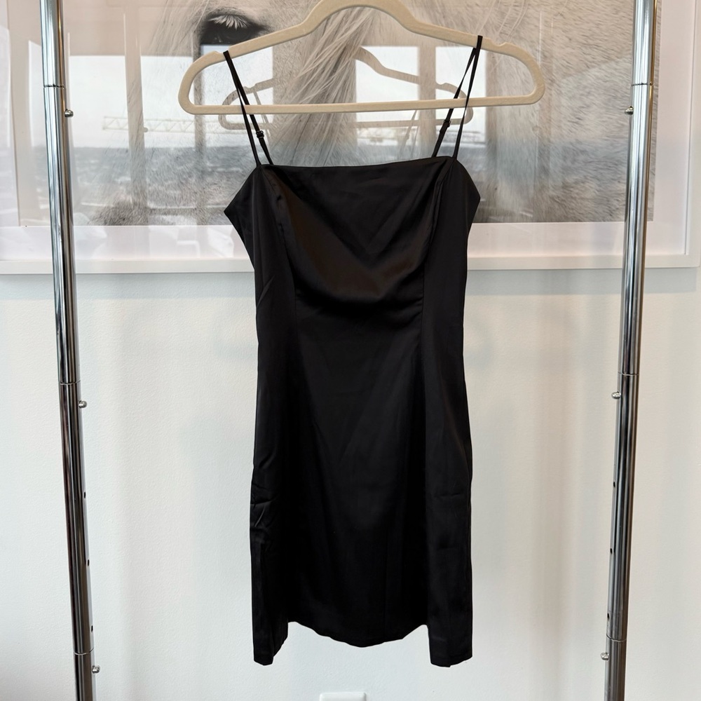 Aritzia Black Satin Mini Dress